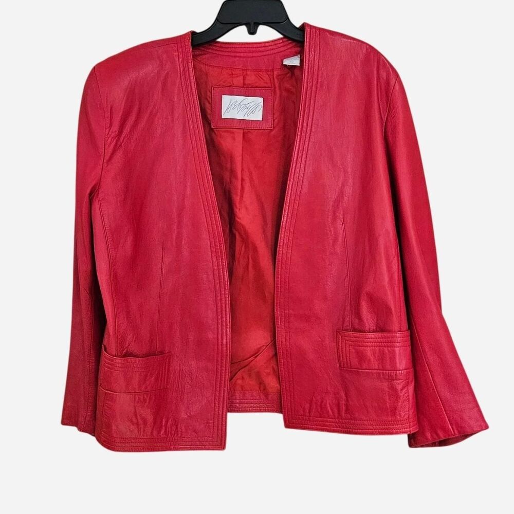 vintage boho indie sleaze red leather lambskin lord & taylor jacket